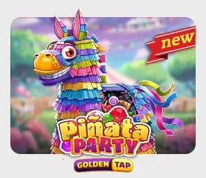 Pianata Party game image with a colourful pinata that's cracked open and pouring sweet candy out